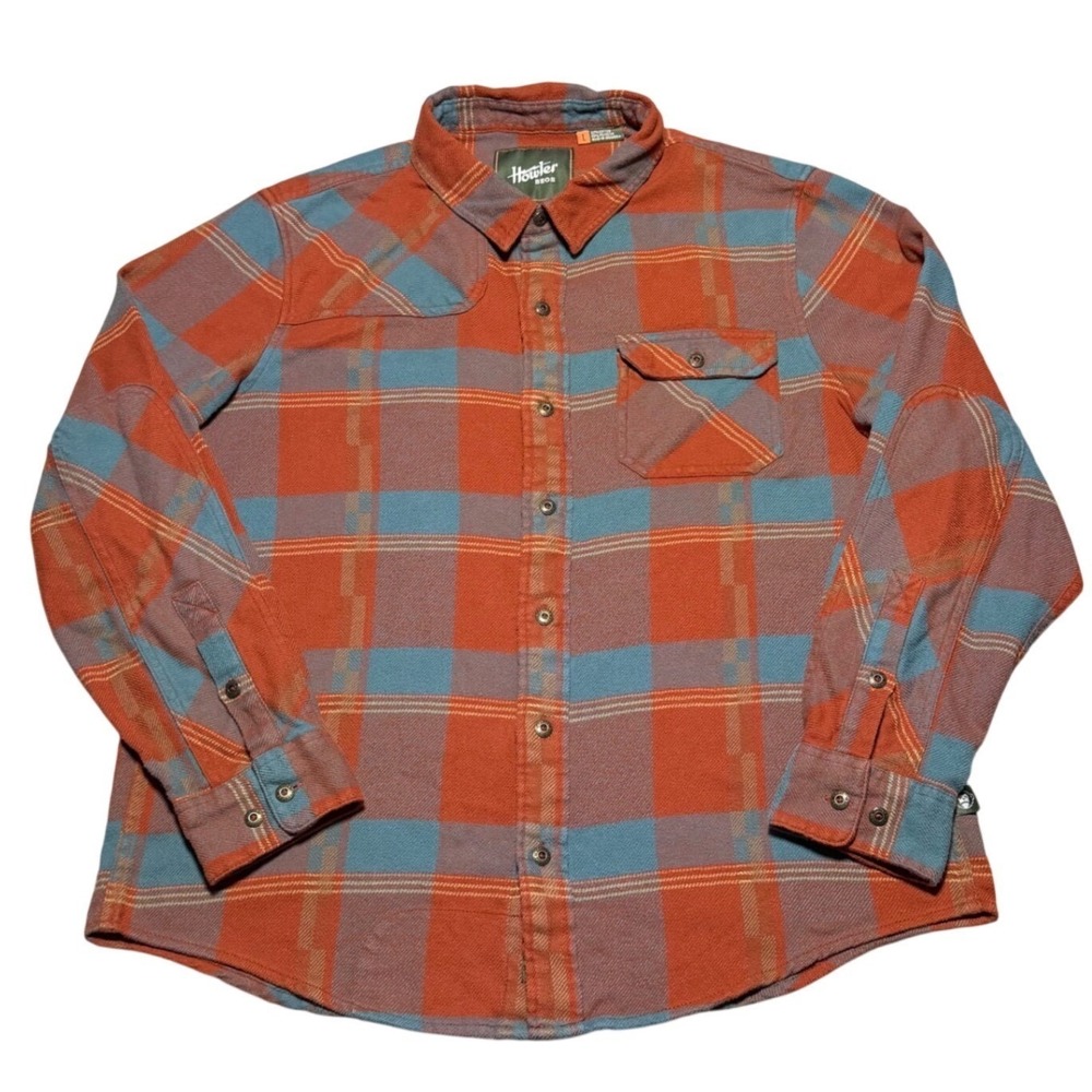 Howler Brothers Harker Flannel Long Sleeve Shirt Terracotta Men L Plaid Outdoor